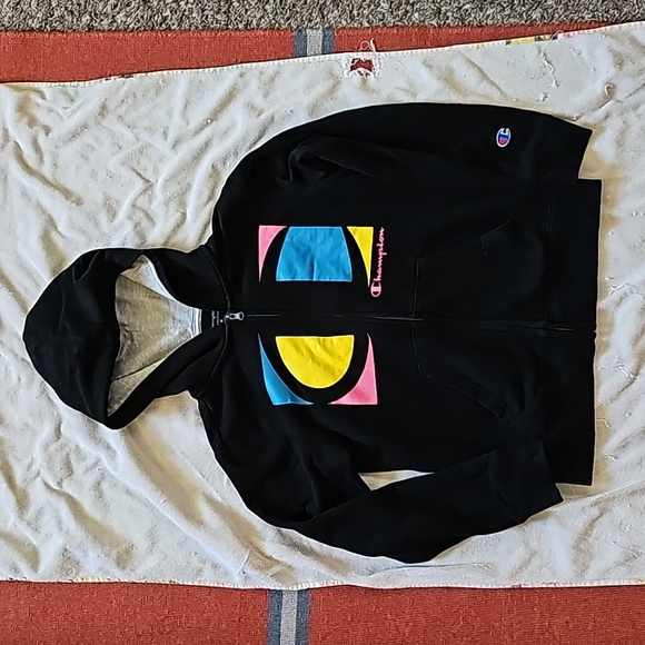AWESOME CHAMPION PINK/BLUE/YELLOW ZIP UP HOODIE - Picture 2 of 8